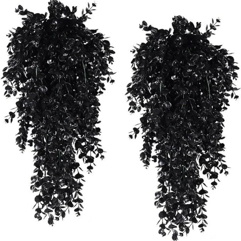 2Pcs Artificial Black Hanging Vine Plants UV Resistant