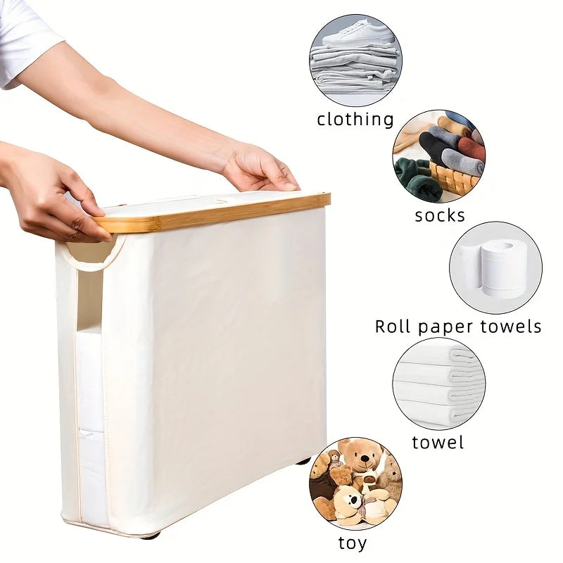 Foldable Toilet Paper Holder with Lid Large Capacity Bathroom