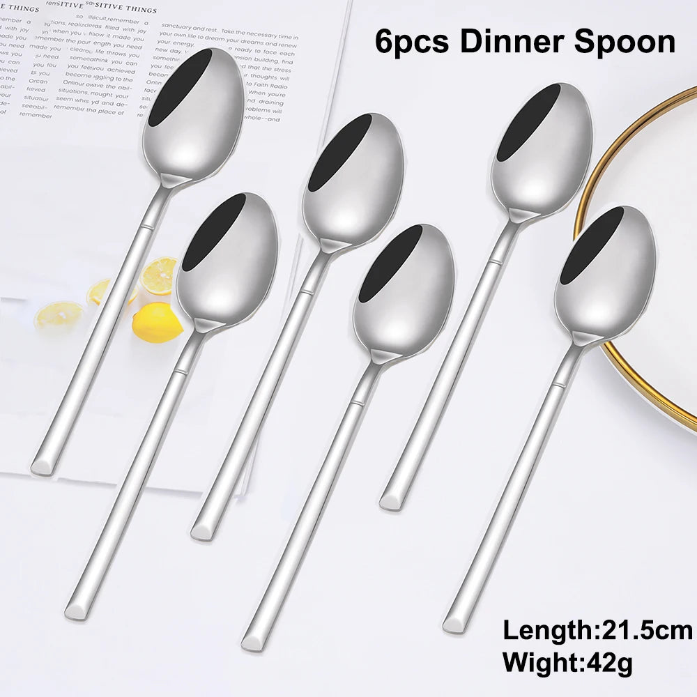 4/6 Piece Stainless Steel Flatware Set – Elegant Silver Dinner Cutlery