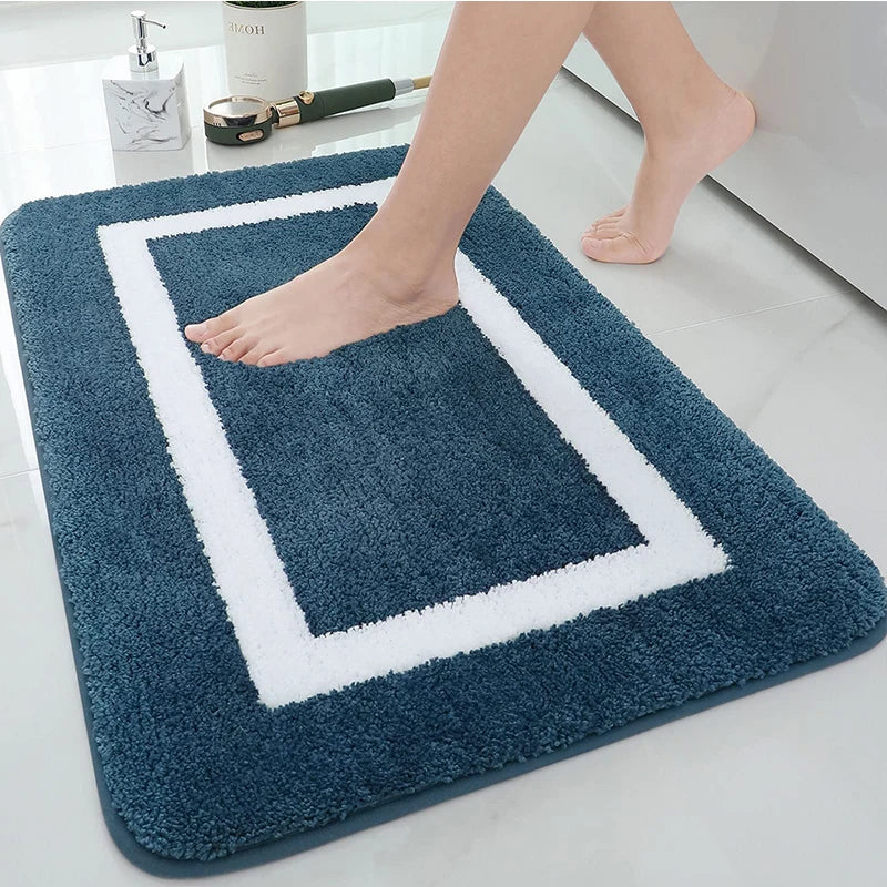 Absorbent Microfiber Bath Mat, Soft Plush Non-Slip Bathroom Rug, Thick Floor Mat for Shower, Toilet & Bedroom
