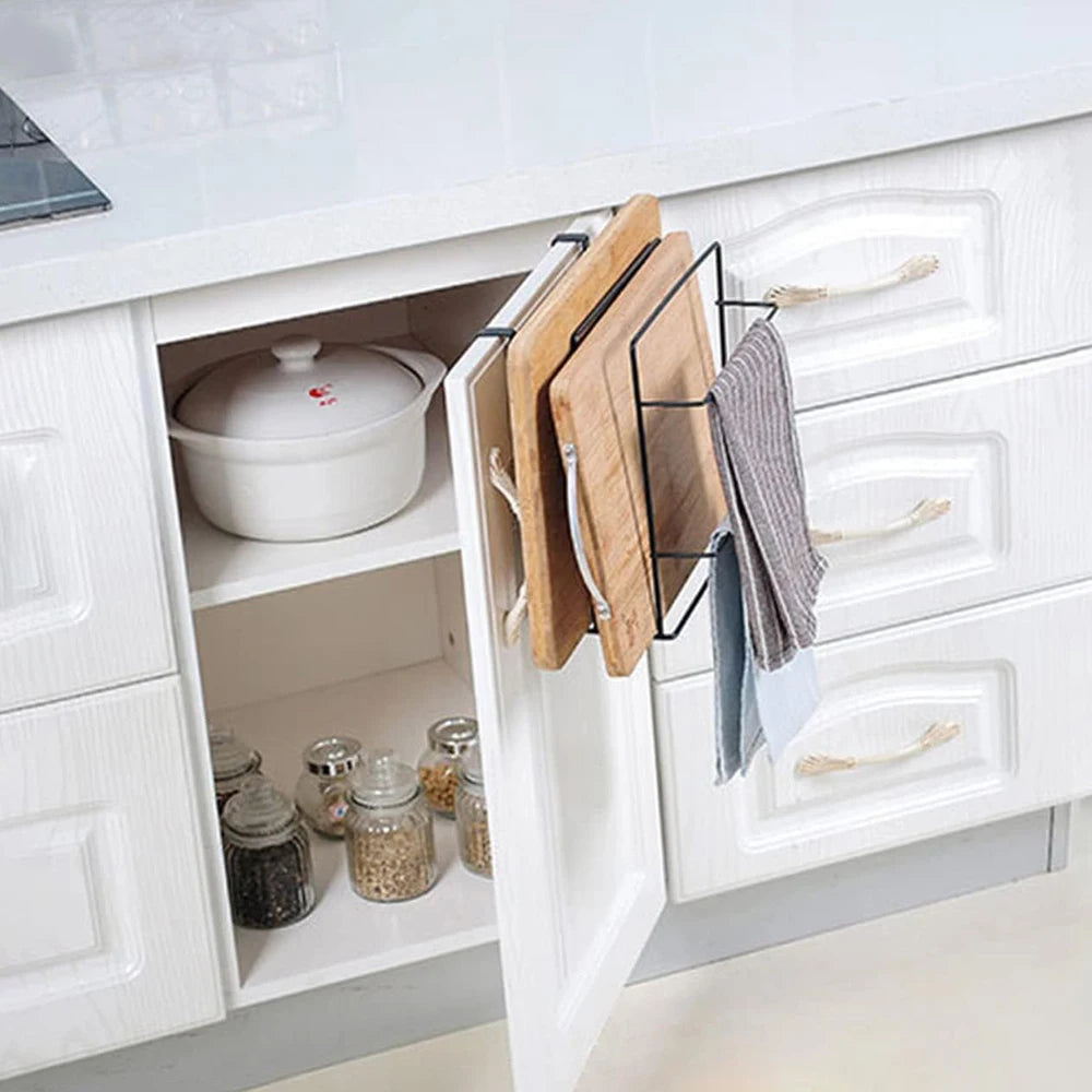 Metal Kitchen Cutting Board & Lid Organizer – Wall-Mounted Rack