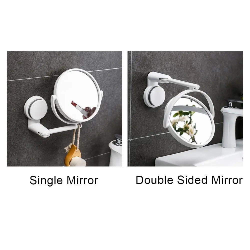 Rotating Wall-Mounted Bath Mirror with Suction for Easy Viewing