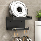 Wall-Mounted No-Drill Toilet Paper Holder with Shelf & Phone Stand, Plastic Bathroom Tissue Dispenser