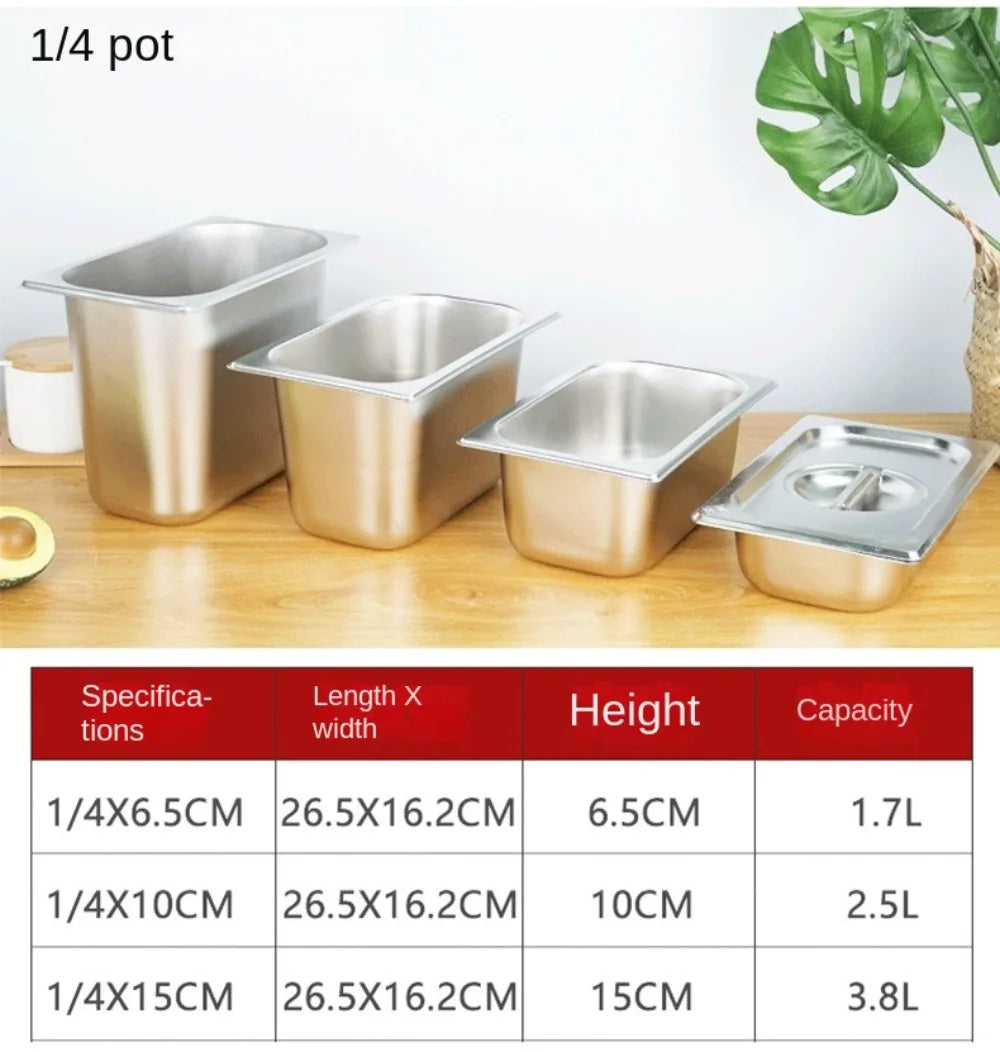 304 Stainless Steel Food Storage Pan – Durable Buffet & Kitchen Use