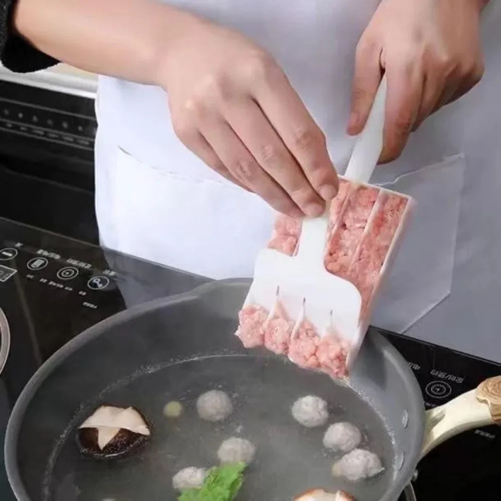 4-Row Meatball Maker – Plastic Patty & Fish Ball Scoop for Homemade Meatballs