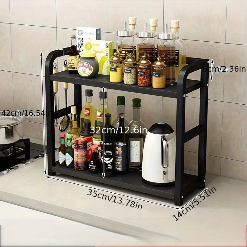 Tiered Metal Countertop Shelf – Multipurpose Reusable Storage Organizer