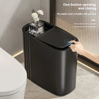 Large Capacity Bathroom Trash Can with Lid – Odor-Sealing Plastic Waste Bin for Bathroom