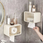 Wall-Mounted Transparent Waterproof Tissue Box Toilet & Bathroom Roll Paper Organizer