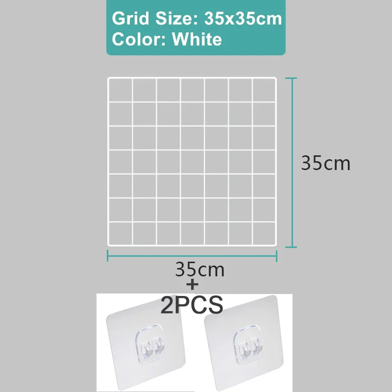 Metal Wall-Mounted Grid Shelf Organizer DIY Photo & Storage Rack