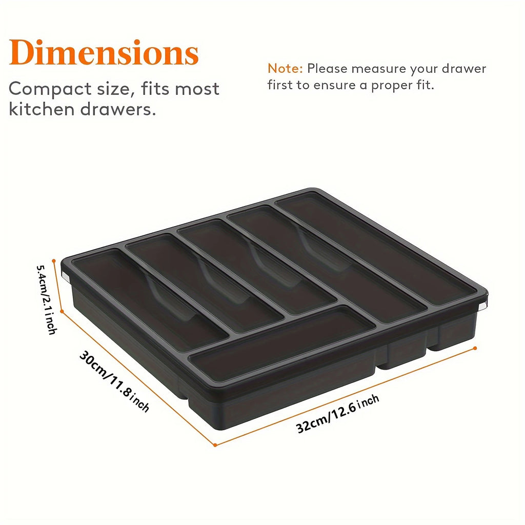 Plastic Flatware Storage Case – 6-Compartment Tableware Organizer