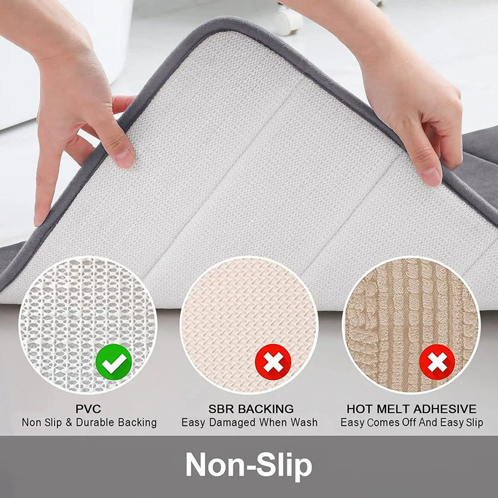 Super Absorbent Coral Velvet Bathroom Mat – Soft, Anti-Slip Floor & Door Rug for Toilet