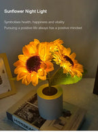 Sunflower LED Night Light – USB Warm Floral Bedside Lamp