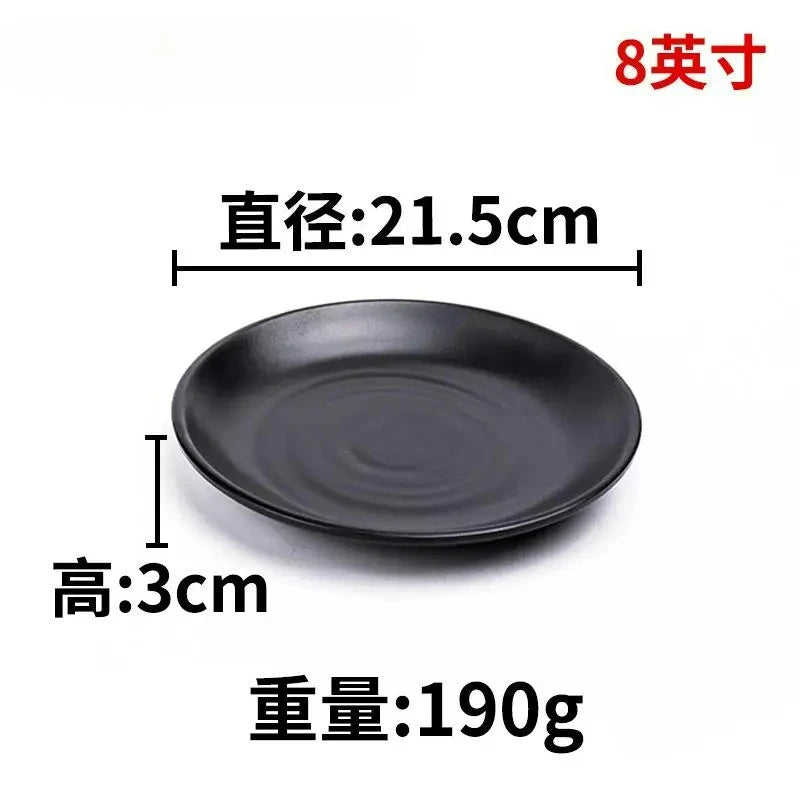 CERAMICS Round Plastic Plate – Solid Color Durable Tableware