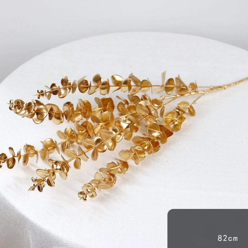 95cm Gold Artificial Eucalyptus & Ginkgo Leaf Plant Decor