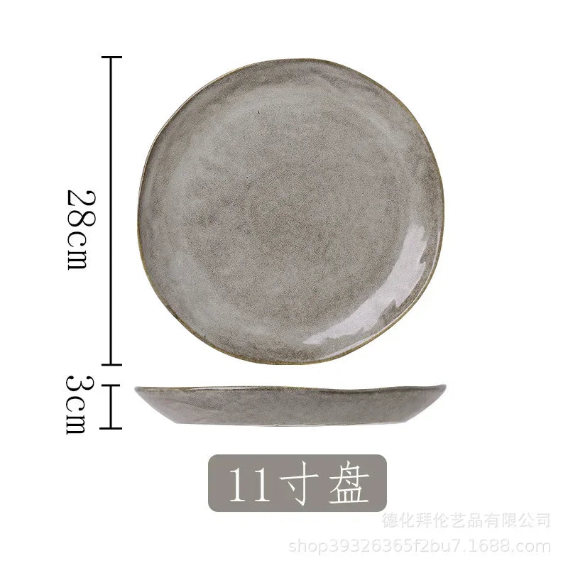 Japanese Irregular Ceramic Plate – Solid Color Dinnerware for Home Use