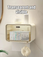Wall-Mounted Transparent Waterproof Tissue Box Toilet & Bathroom Roll Paper Organizer