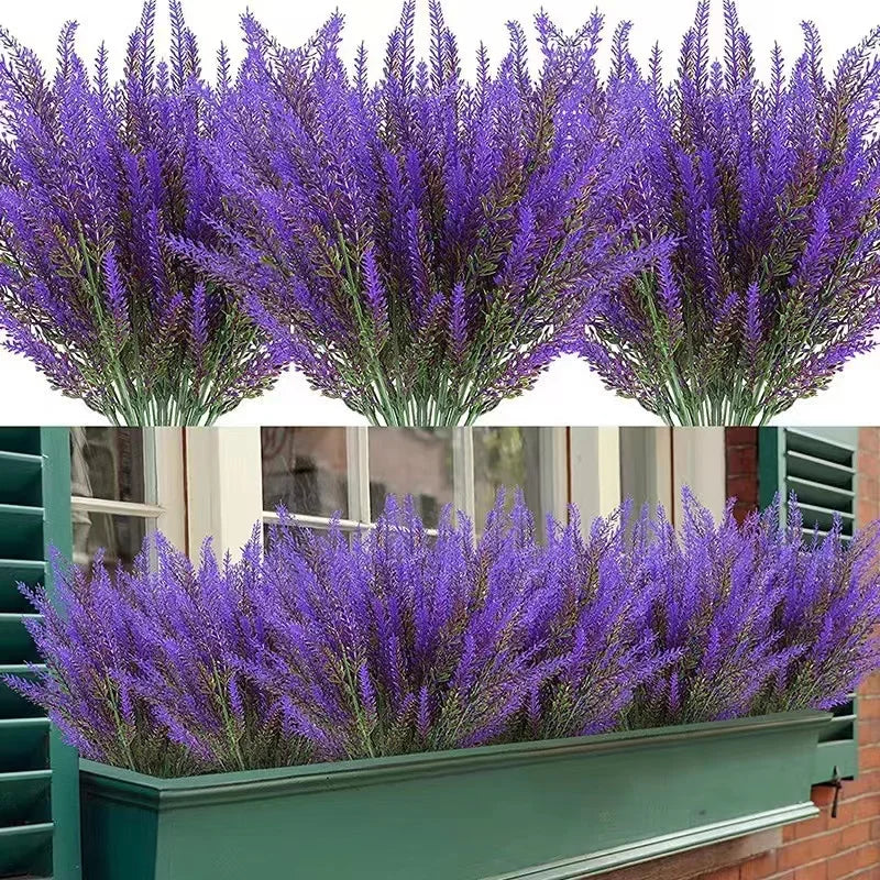 5-Branch Artificial Lavender – Plastic Faux Flowers for Home & Outdoor Decor