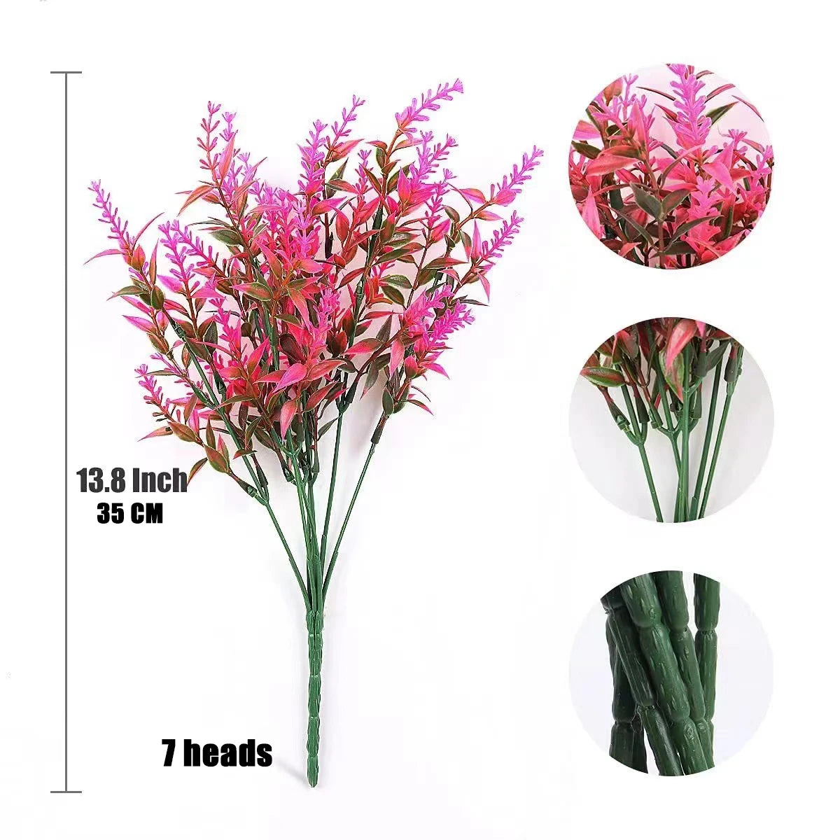 5-Branch Artificial Lavender – Plastic Faux Flowers for Home & Outdoor Decor