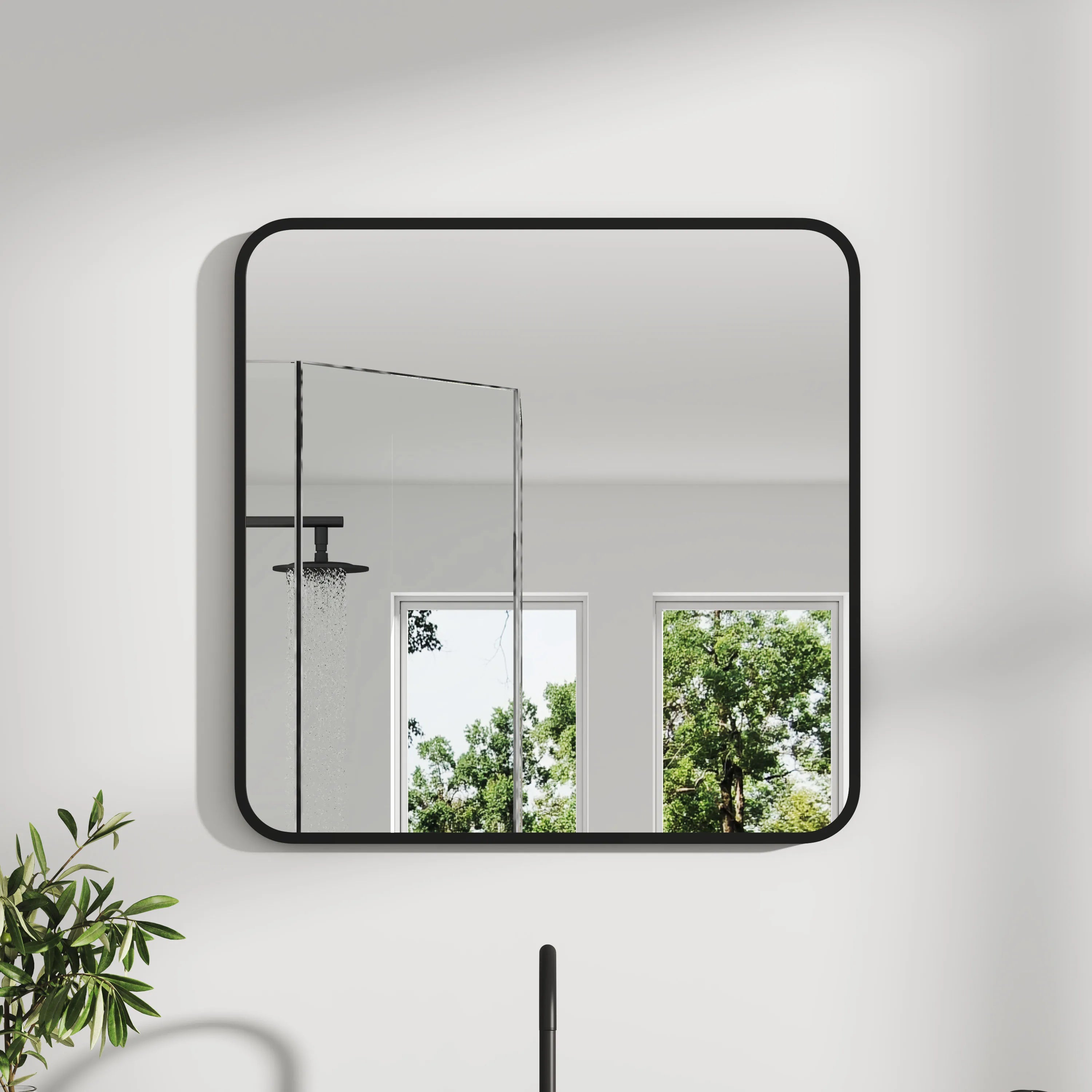 Modern Square Wall Mirror with Aluminum Alloy Frame Bathroom Decoration
