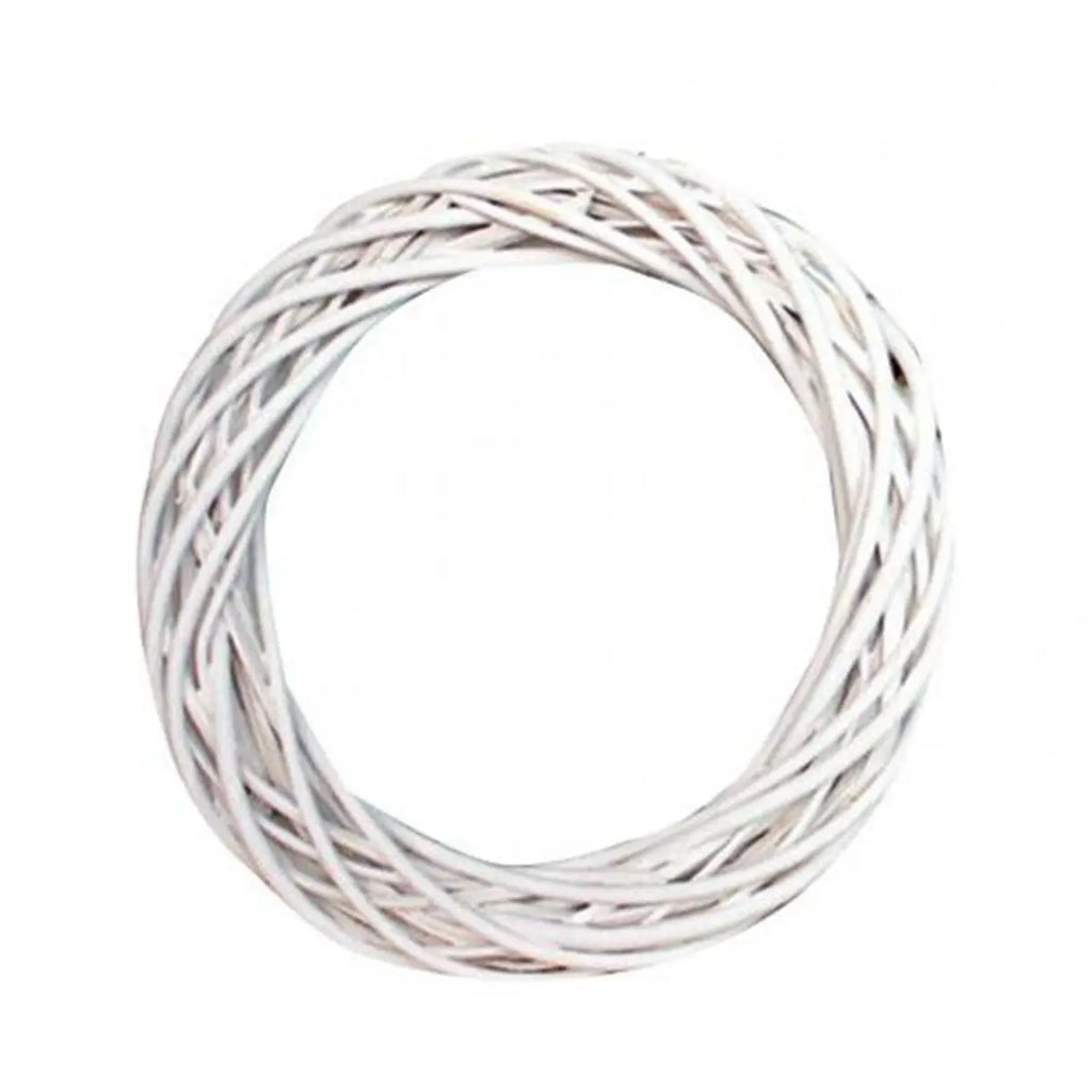 White Wicker Rattan Wreath Ornament Round Christmas Hanging Decor