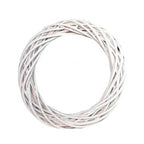 White Wicker Rattan Wreath Ornament Round Christmas Hanging Decor
