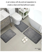 Three-Piece Bathroom Mat Set Non-Slip Microfiber Absorbent Floor Rugs Soft and Comfortable