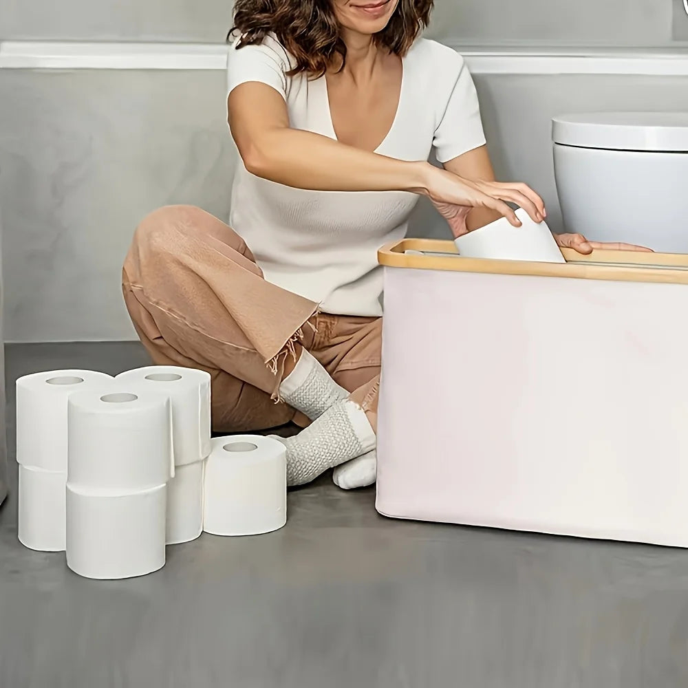 Foldable Toilet Paper Holder with Lid Large Capacity Bathroom