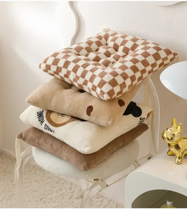 Rectangular Cartoon Velvet Seat Cushion – Memory Foam Comfort Pad
