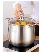 22cm Stainless Steel Stock Pot with Glass Cover – Soup & Kitchen Tool