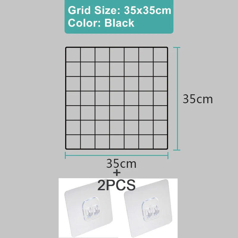 Metal Wall-Mounted Grid Shelf Organizer DIY Photo & Storage Rack