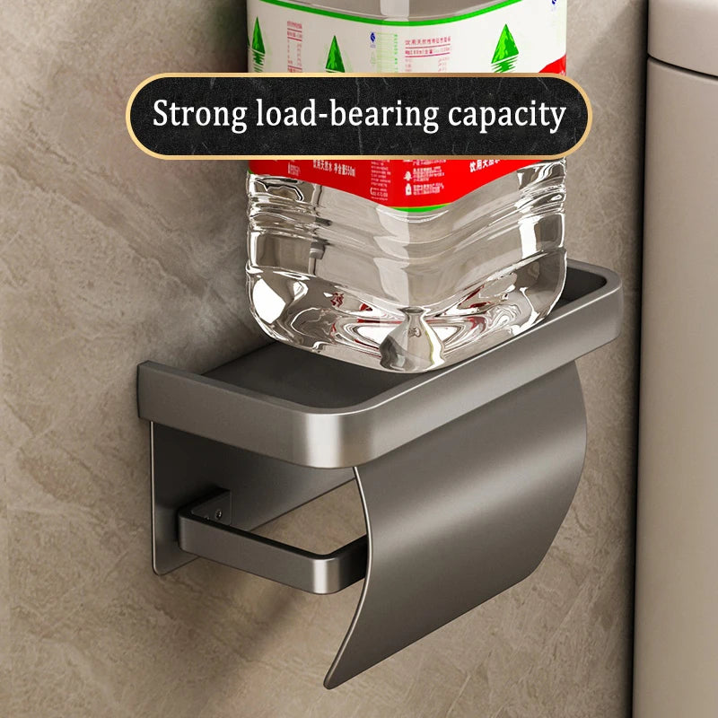 Drill-Free Wall-Mounted Aluminum Toilet Paper Holder Bathroom & Kitchen Tissue Rack