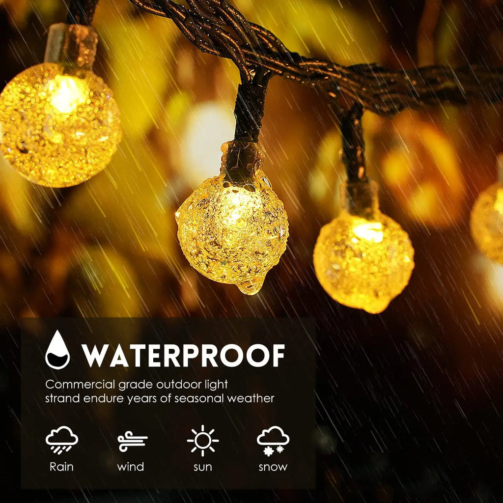 Solar LED Ball String Lights 5M IP65 Waterproof Holiday Decor