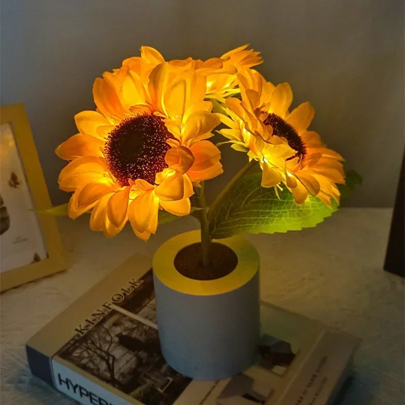 Sunflower LED Night Light – USB Warm Floral Bedside Lamp