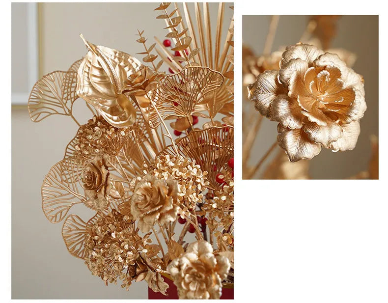 67–84cm Golden Artificial Leaf Branch Wedding & Home Decor