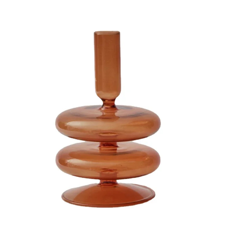 Handmade Nordic Glass Candlestick – Retro Candle Holder & Vase