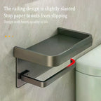 Drill-Free Wall-Mounted Aluminum Toilet Paper Holder Bathroom & Kitchen Tissue Rack
