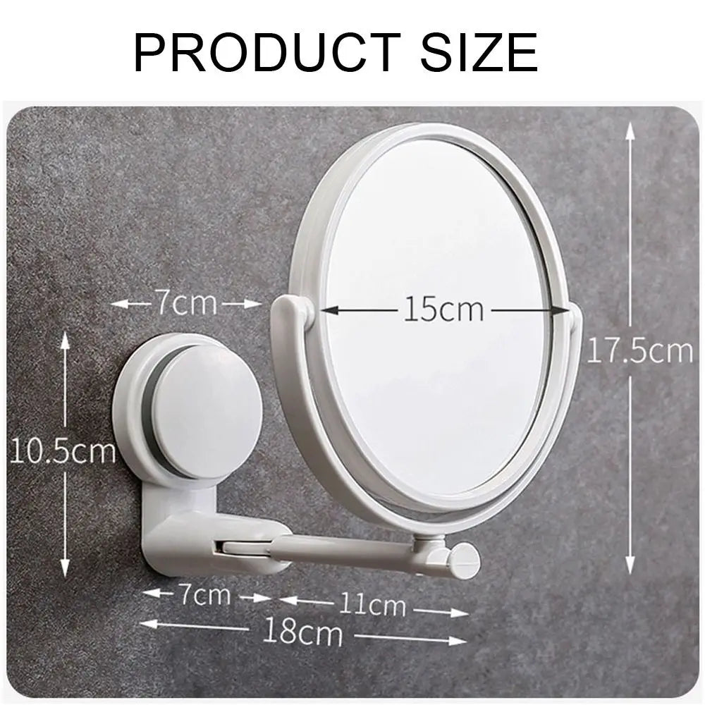 Rotating Wall-Mounted Bath Mirror with Suction for Easy Viewing
