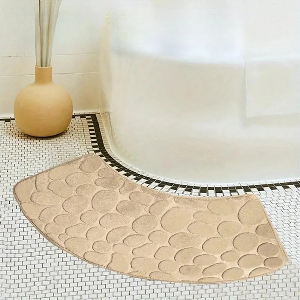 Curved Thickened Bathroom Mat – Absorbent Non-Slip Shower & Toilet Floor Mat