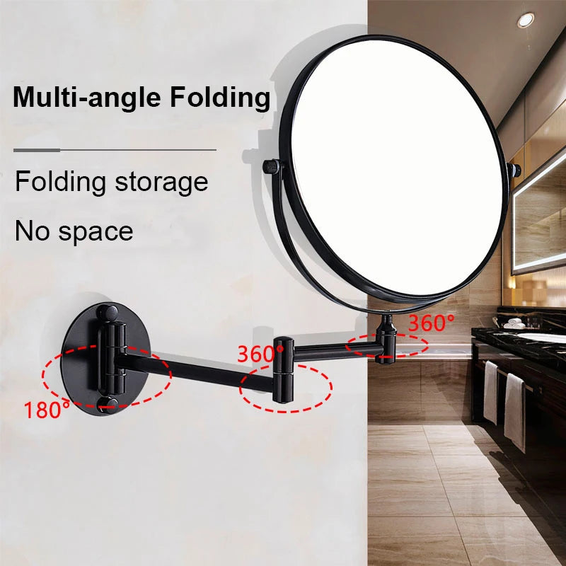 360° Rotating Double-Sided Wall Mirror with 3X Magnification and Flexibility