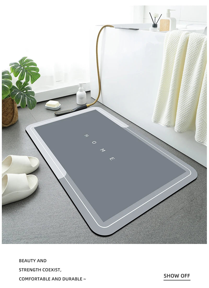 Diatomaceous Mud Bathroom Mat Anti-Slip Absorbent Quick-Dry Floor Rug Door Mat