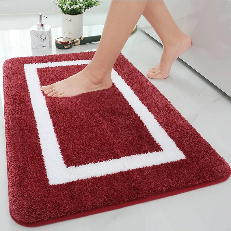 Absorbent Microfiber Bath Mat, Soft Plush Non-Slip Bathroom Rug, Thick Floor Mat for Shower, Toilet & Bedroom