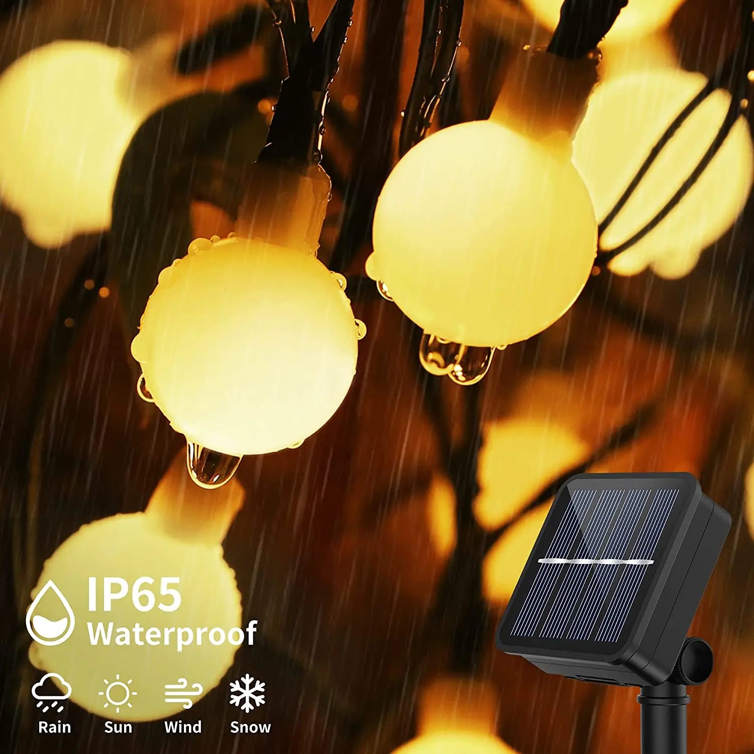 Solar LED Ball String Lights 5M IP65 Waterproof Holiday Decor