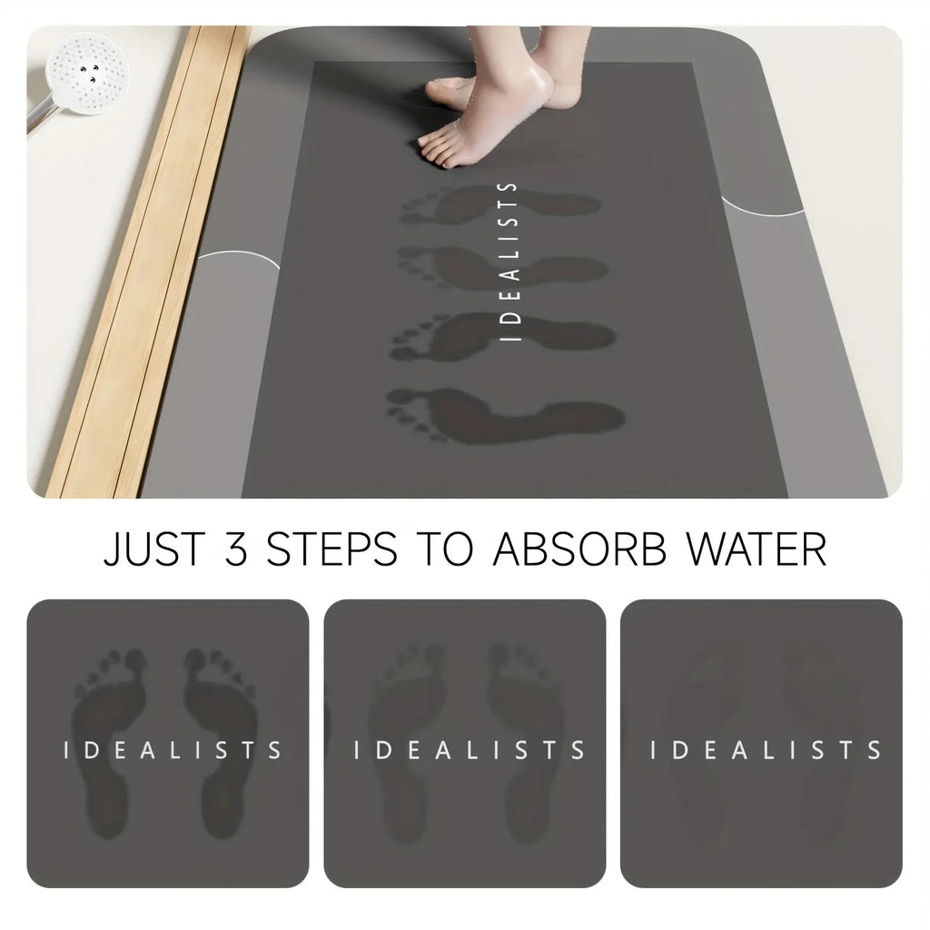 Diatomaceous Earth Bath Mat – Super Absorbent, Non-Slip, Fast Drying Floor Mat for Bathroom