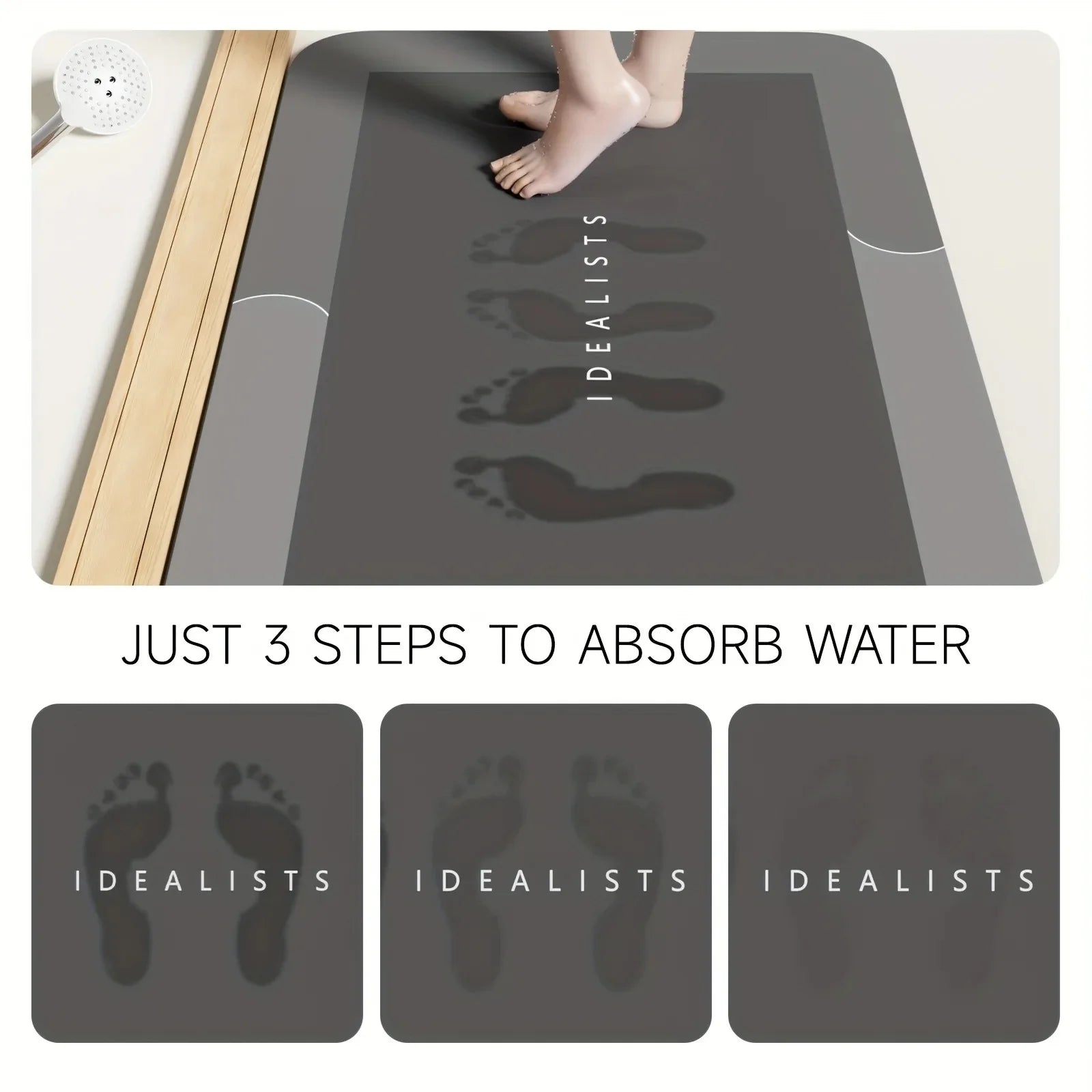 Diatomaceous Earth Bath Mat – Super Absorbent, Non-Slip, Fast Drying Floor Mat for Bathroom