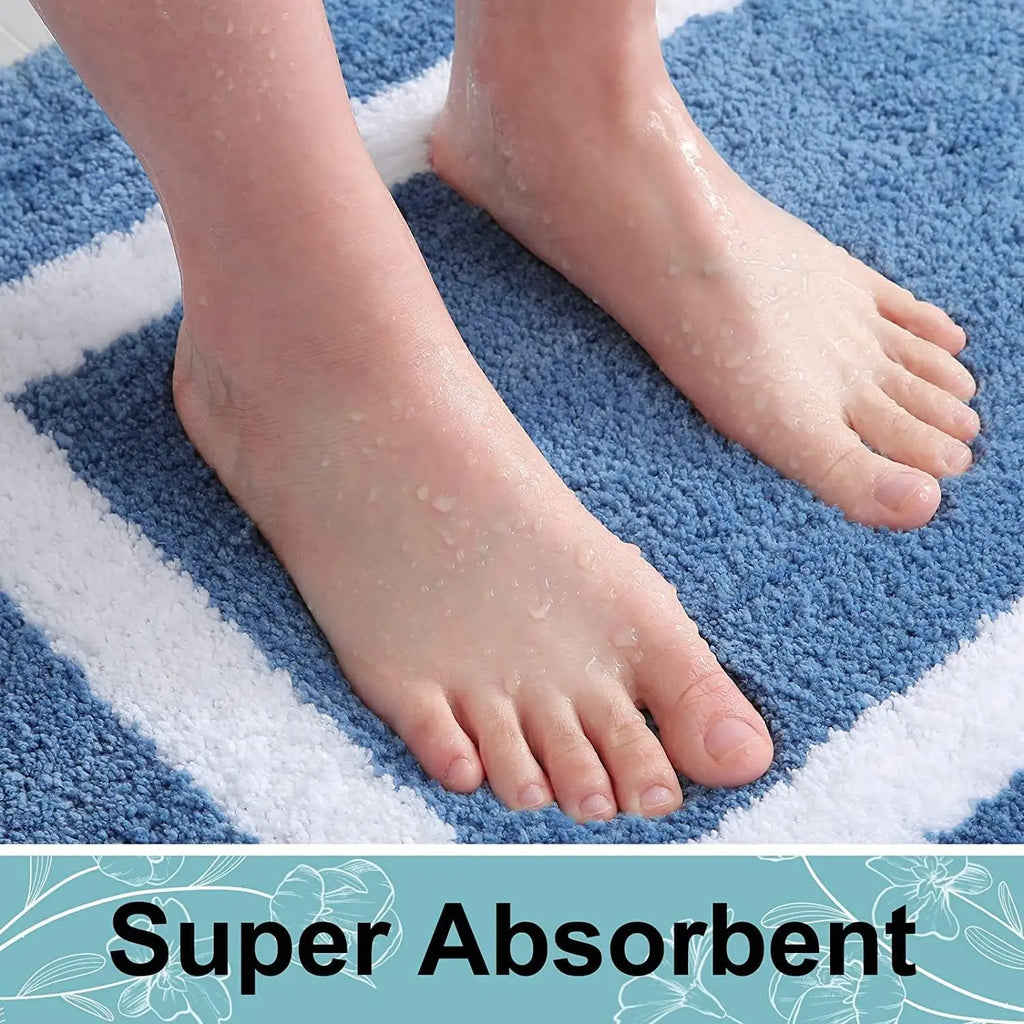 Absorbent Microfiber Bath Mat, Soft Plush Non-Slip Bathroom Rug, Thick Floor Mat for Shower, Toilet & Bedroom