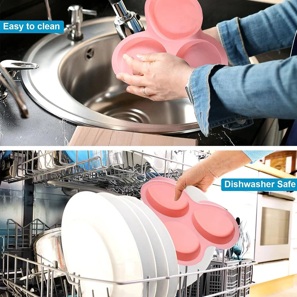 3-Hole Silicone Muffin & Egg Mold – Heat Resistant Bakeware