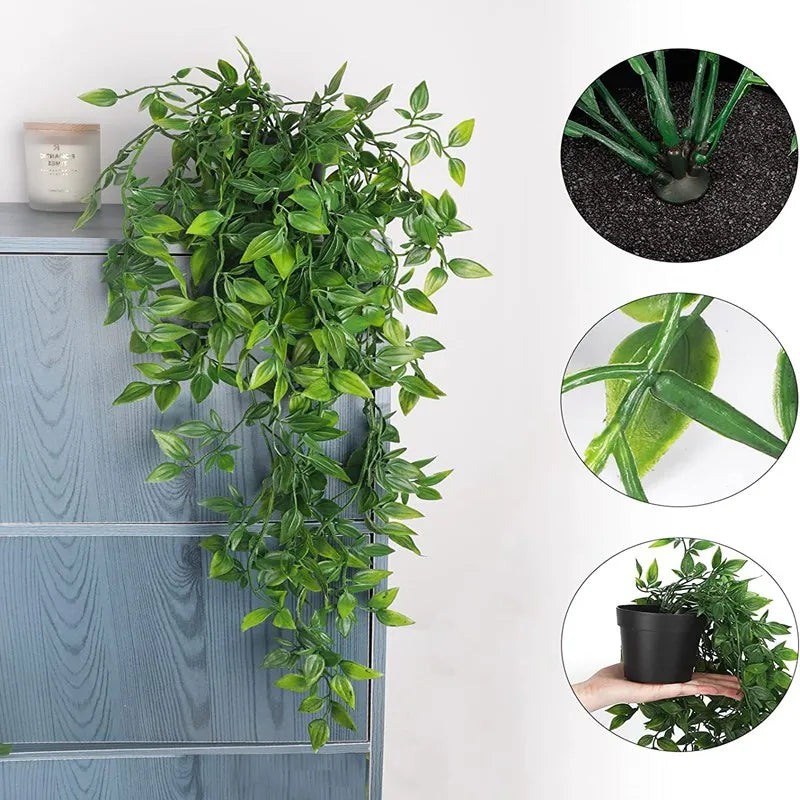 Artificial Ivy Plant with Plastic Leaf Pots – 65cm