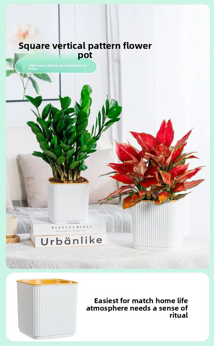 Self-Watering Nordic Style Square Flower Pot