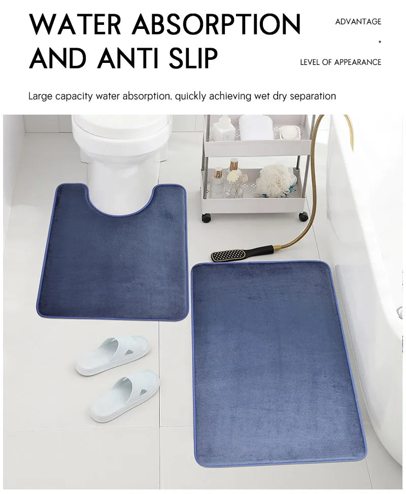 Three-Piece Bathroom Mat Set Non-Slip Microfiber Absorbent Floor Rugs Soft and Comfortable