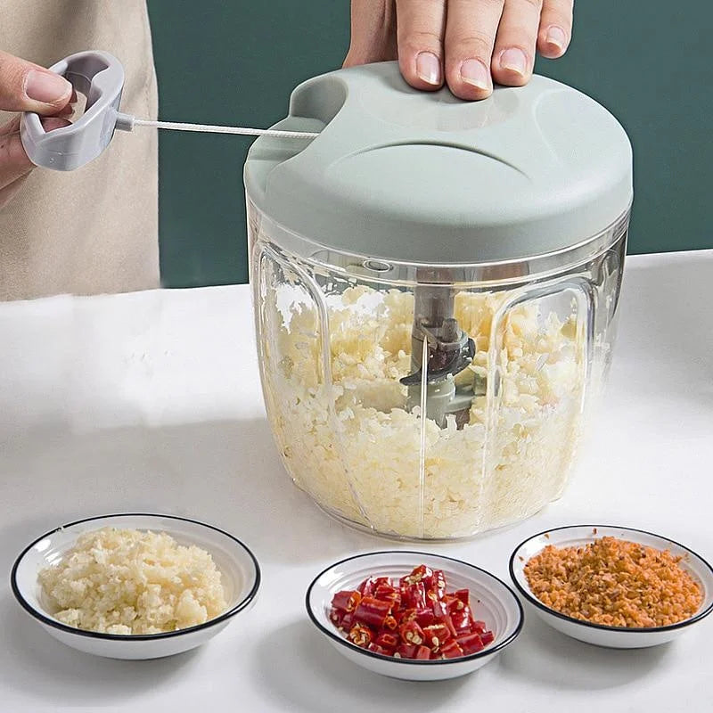 Manual Garlic Press & Vegetable Chopper – Stainless Steel & Plastic